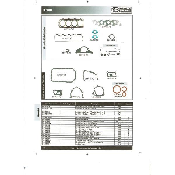 JUEGO DE EMPAQUETADURA DE MOTOR  HYUNDAI H-100 DIESEL