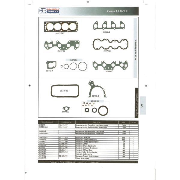EMPAQUETADURA DE  MOTOR OPEL 1.400cc./1.600cc. 