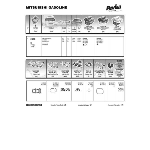 JUEGO DE EMPAQUETADURA DE MOTOR  MITSUBISHI L100 COMPLETO CON RE