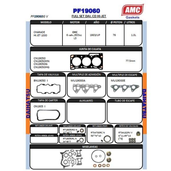 JUEGO DE EMPAQUETADURA DE MOTOR  DAIHATSU HI-JET COMPLETO CON RE