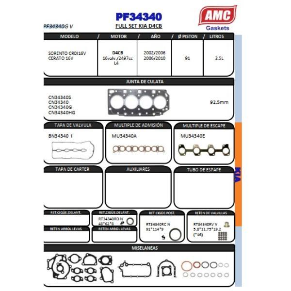 JUEGO DE EMPAQUETADURA DE MOTOR  HYUNDAI HYUNDAI 1 MOTOR D4CB  C