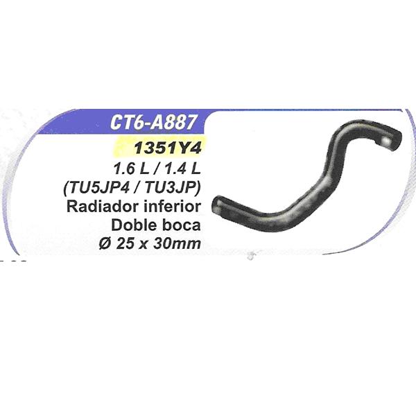 MANGUERA RADIADOR RADIADOR INFERIOR DOBLE BOCA 25MM X 30MM.PEUGE